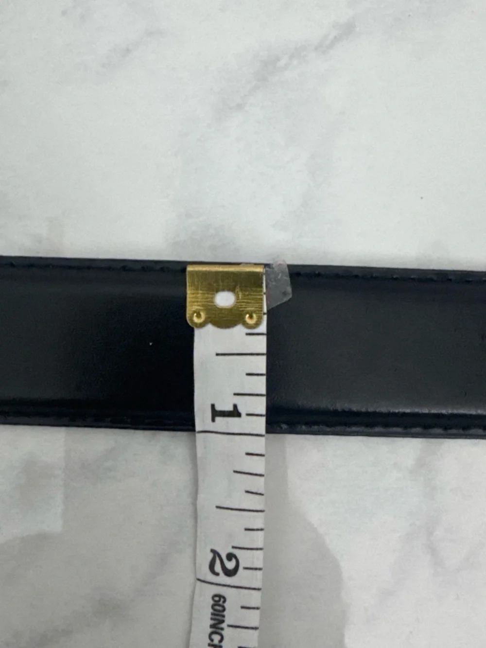 Men's Black Leather Belt with Gold-Tone Buckle